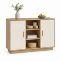 Credenza da sala da pranzo rovere chiaro e beige in pannelli truciolari 120 x 40 x 90 cm con 2 ante e 3 vani