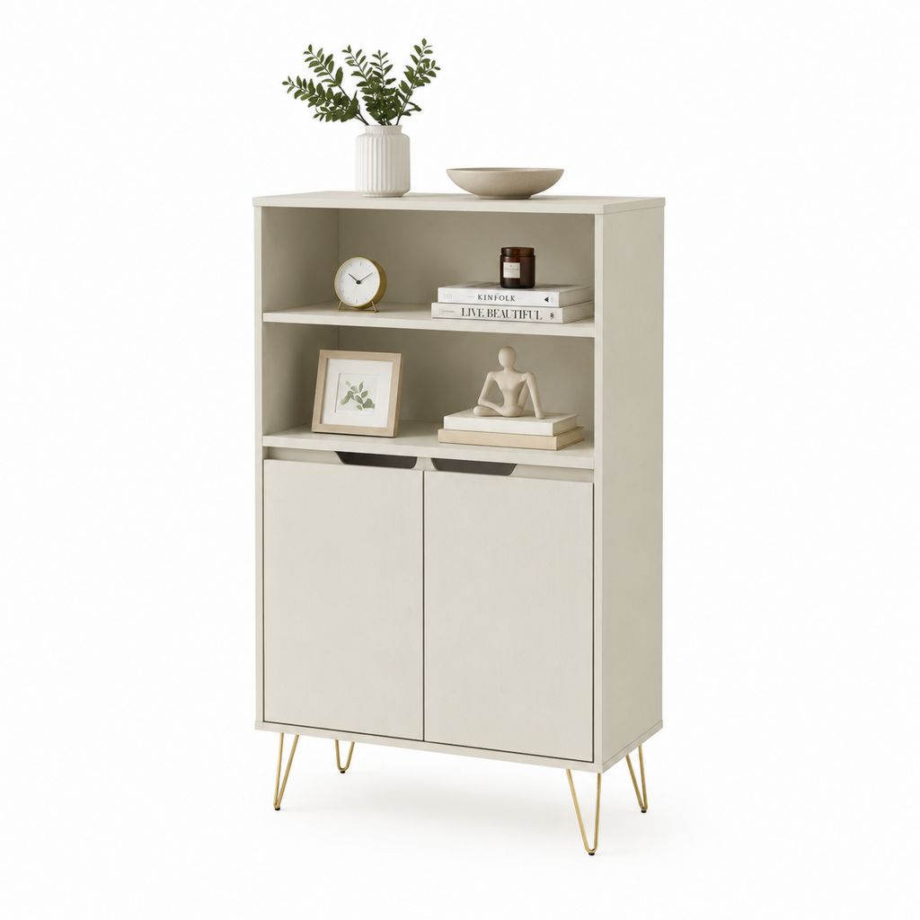 Credenza da sala da pranzo avorio in pannello truciolare nobilitato rettangolare 80 x 40 x 120 cm