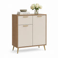 Credenza con 2 ante e cassetto beige e rovere in pannelli di truciolare 90 x 40 x 100 cm