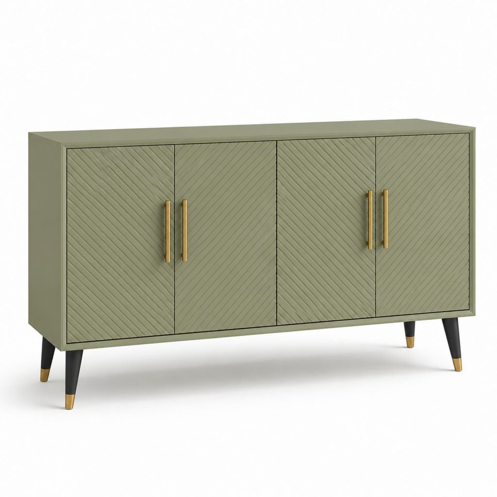 Credenza 4 ante verde oliva in MDF rettangolare 160 x 40 x 80 cm