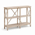 Consolle con ripiani in legno massello di pino beige 110 x 35 x 90 cm