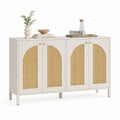 Credenza 4 ante beige in MDF e rattan naturale 160 x 40 x 90 cm