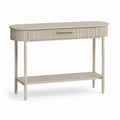 Consolle ingresso con cassetto beige in MDF impiallacciato rovere ovale 120 x 40 x 80 cm