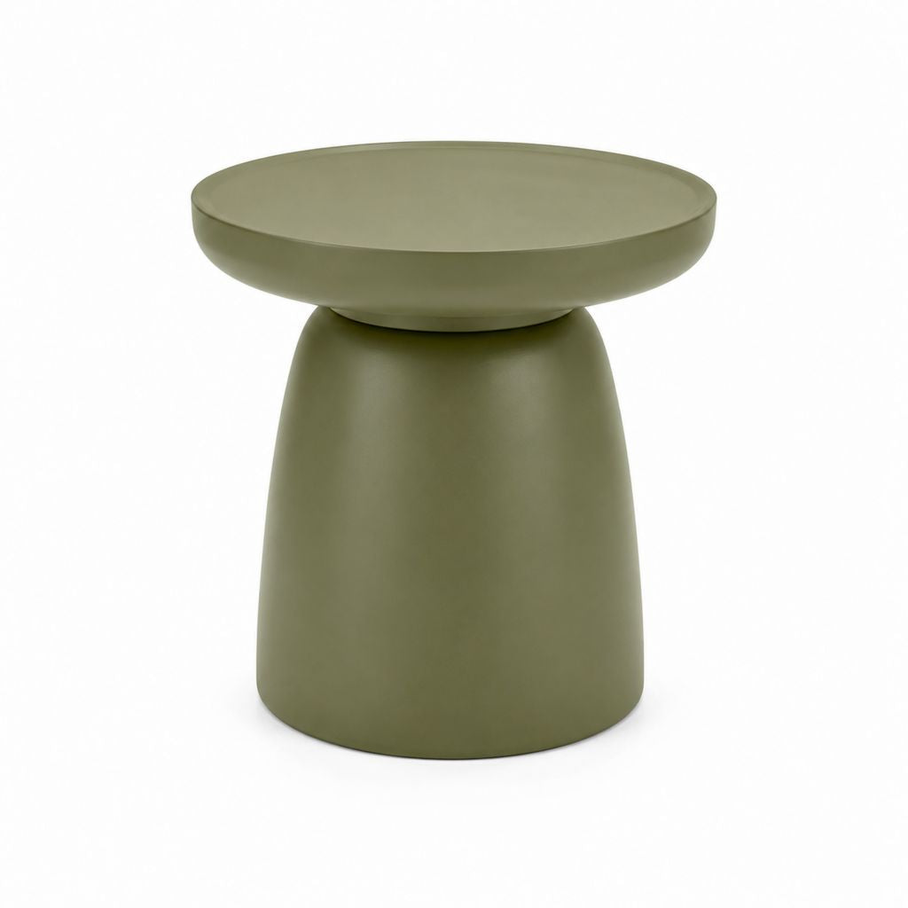 Tavolino laterale rotondo verde oliva in polipropilene Ø45 x H45 cm