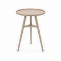 Tavolino laterale rotondo beige in MDF e faggio massello Ø 50 x 60 cm