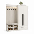 Mobile ingresso con armadio appendiabiti panca e scarpiera bianco in pannello truciolare 160 x 40 x 200 cm
