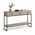 Consolle da ingresso con 3 cassetti tortora in MDF e acciaio 120 x 35 x 80 cm