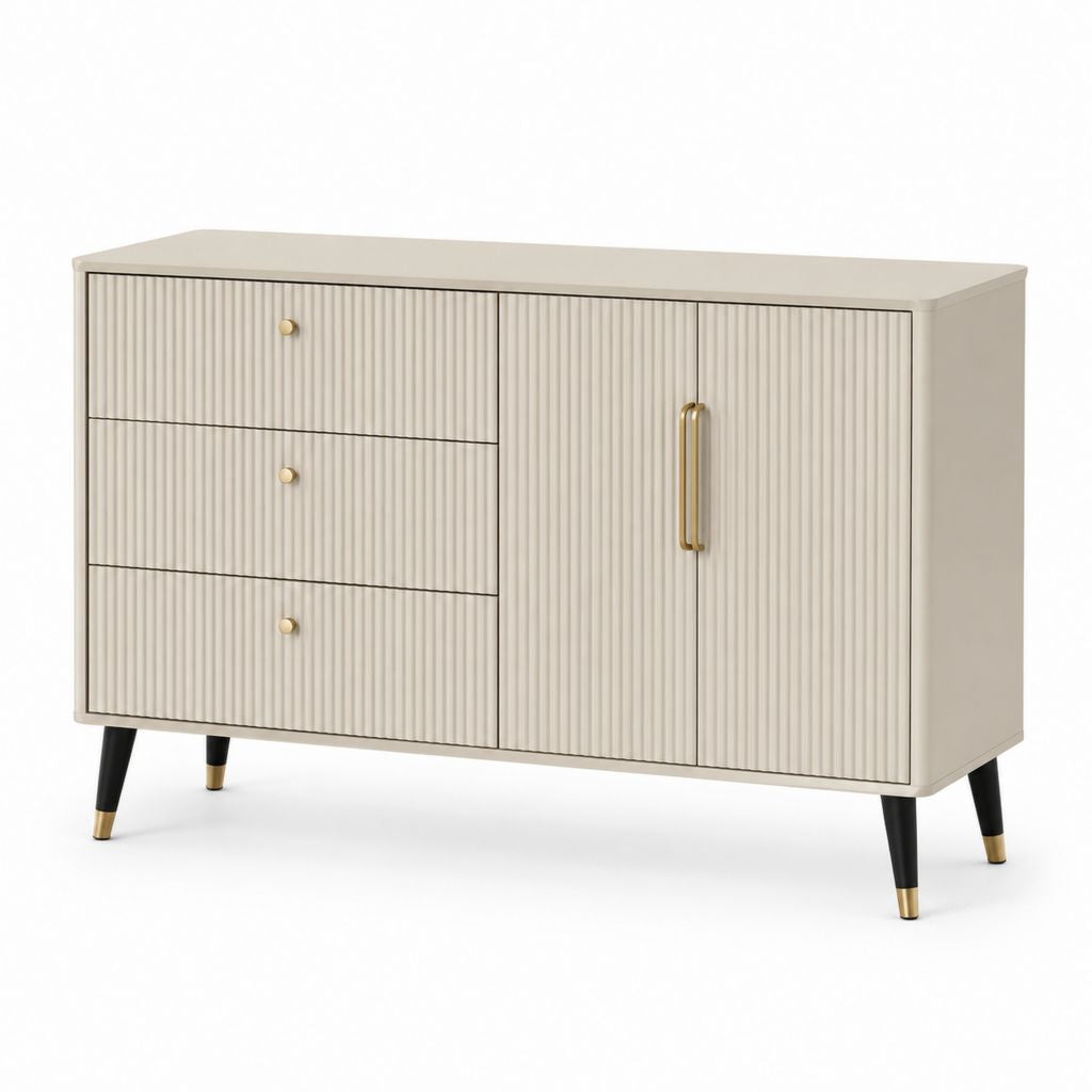 Credenza rettangolare 120 x 40 x 80 cm beige in MDF con 3 cassetti e 2 ante