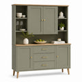 Credenza con alzata verde oliva in MDF rettangolare 120 x 40 x 190 cm