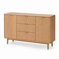 Credenza da sala da pranzo rovere in MDF impiallacciato con 3 cassetti e 2 ante 160 x 40 x 85 cm