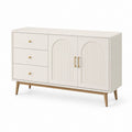 Credenza da sala da pranzo avorio in MDF rettangolare con 3 cassetti e 2 ante 140 x 40 x 80 cm